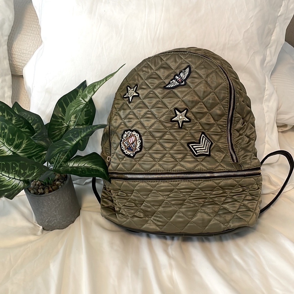 Aldo’s army green backpack with patches back pack .